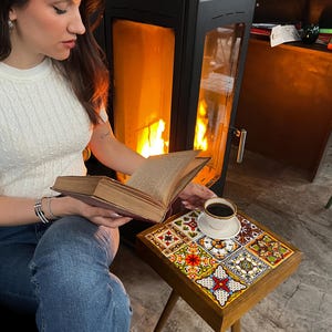 Rustic Wooden & Ceramic Coffee Table Terracota series