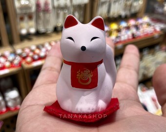 置物 k o Kitsune Lucky Fox, Japanese Ceramic Fox From Fushimi Inari Shrine