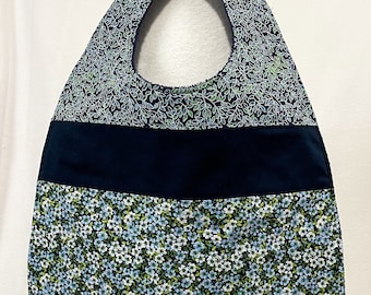 Navy Blue Floral Bib, Adult Bib, Adult Bibs for Women, Ladies Bibs, Makeup Bibs, Senior Bibs, Bibs for Adults, Blue Adult Clothing Protector