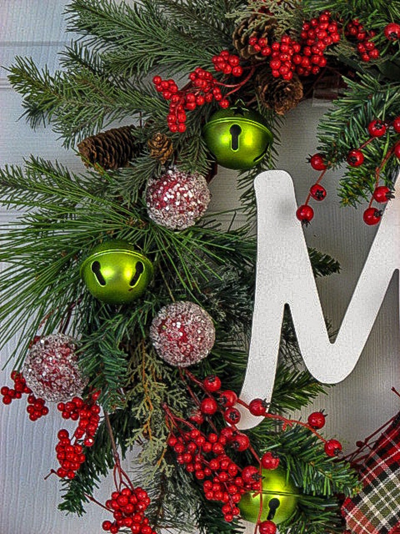 Winter Wreath Monogram Front Door Wreath Winter Wreath Christmas Wreath Front Door Winter Wreath Winter Wreaths for Front Door