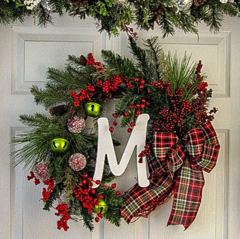 Winter Wreath Monogram Front Door Wreath Winter Wreath Christmas Wreath Front Door Winter Wreath Winter Wreaths for Front Door