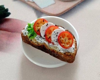 NOTICIAS!!!!!!Casa de muñecas 1 plato de comida italiana Bruschetta Miniatur fimo 1:12 Puppenstube Küchen Miniatur