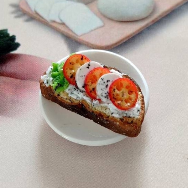 NEWS!!!!!!!Dolls house 1 Italian food plate Bruschetta  Miniatur fimo 1:12 Puppenstube Küchen Miniatur