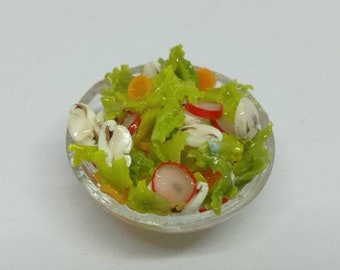 Puppenhaus Essen , Salat in Resin Schale, Miniatur Salat Schale aus Resin