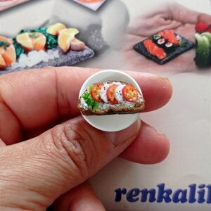 NEUPuppenstube 1 Italienischer Speiseteller Bruschetta Miniatur fimo 1:12 Puppenstube Küchen Miniatur Bild 2