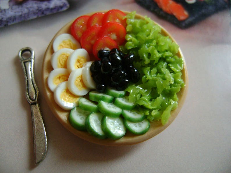 Scale 16 Dollshouse Food Barbie food SALAD BARBIE Clay Etsy