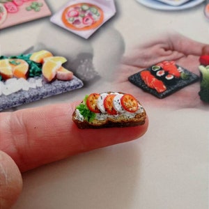 NEUPuppenstube 1 Italienischer Speiseteller Bruschetta Miniatur fimo 1:12 Puppenstube Küchen Miniatur Bild 7