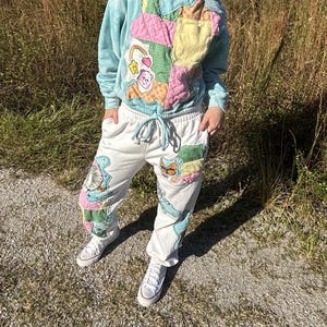 White Patchwork Sweatpants