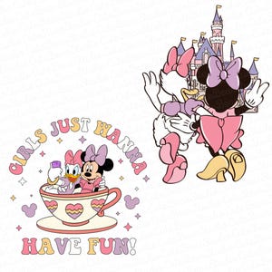Minnie and Daisy Summer SVG, Girls Just Wanna Have Fun PNG, Mouse Besties Png, Magical Kingdom Svg, Magic Castle Png, Girls Trip Png