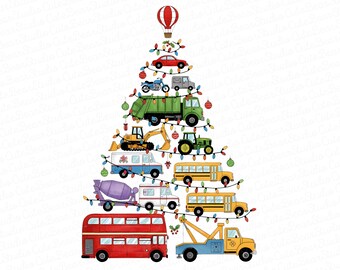 Cars Christmas Tree Png, Christmas Boy PNG, Christmas Kids png, Christmas Excavator png, Christmas Kids Gifts,Trending png