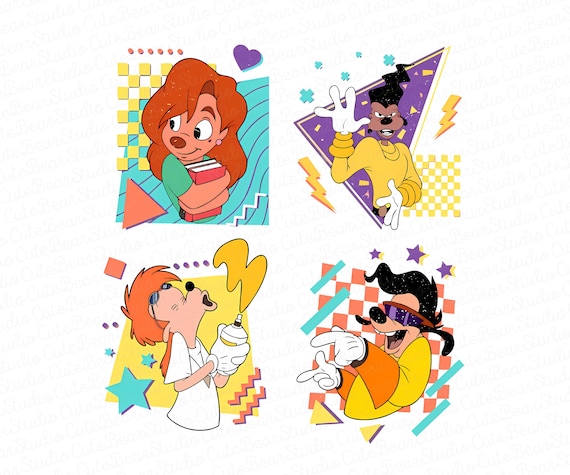 Retro 90s Disney Vintage A Goofy Movie Characters Png, Goofy Max Roxanne Powerline Png, WDW Matching Family Png, Magic Kingdom Png