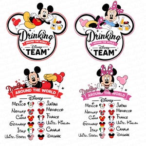 Disney Epcot Drinking Around The World Png, Mickey Friends Drinking Team Png, Disney World Food and Wine Festival Png, Disneyland Trip Png