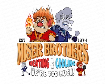 Miser Brothers Calefacción y refrigeración PNG, Miser Brothers Somos demasiados PNG, Calor y nieve PNG, Miser Brothers Regalo de Navidad Descarga digital