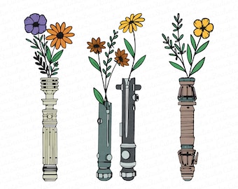 Star Wars Png, Sable de luz floral de Star Wars Png, Sable de luz Png, Star Wars Png, Star Wars floral Png, Camiseta de Star Wars Png, Archivo digital