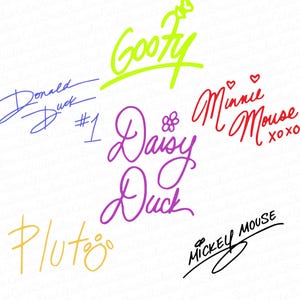 Mouse Friends Character Autograph Png, Character Signatures Svg, Trend Autographs Svg, Magical Svg,Disney Friends Png