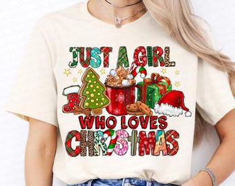 Just A Girl Who Loves Christmas Png Sublimacja Projekt, Wesołych Świąt Png,Kawa Bożonarodzeniowa Png,Boże Narodzenie Png,Święta Png,Pobieranie Cyfrowe