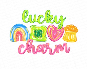 Lucky Charm St Patricks PNG, Colorful Brushstroke St Patricks Shirt Design, Rainbow Shamrock Sublimation, Retro Lucky Clover Download