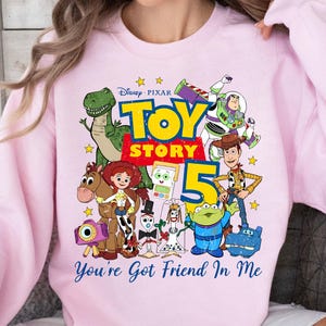 Youre Got Friend In Me Cartoon Toys Characters Bundle, Kids Birthday Number 5 Sublimation Design, Cowboy Space Hero Tshirt Clipart PNG image 5