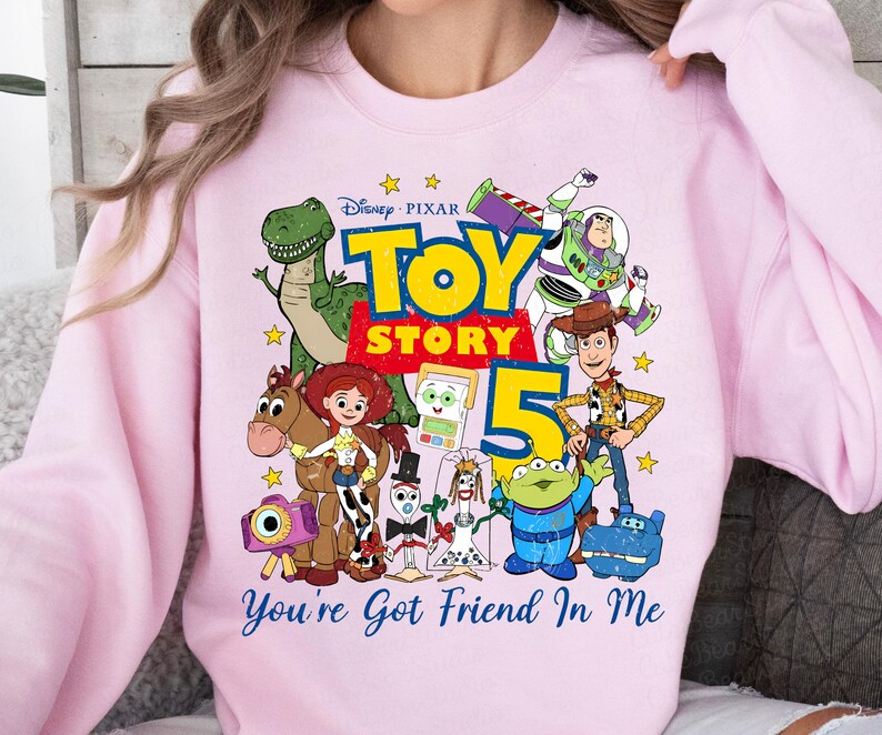 Youre Got Friend In Me Cartoon Toys Characters Bundle, Kids Birthday Number 5 Sublimation Design, Cowboy Space Hero Tshirt Clipart PNG image 5