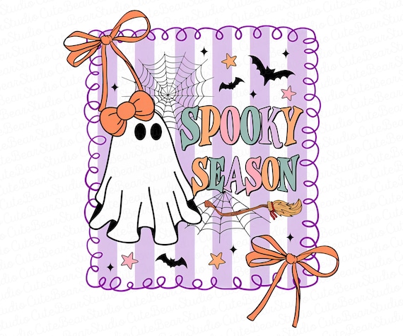 Coquette Spooky Season Png, Preppy Halloween Ghost Png, Retro Halloween Shirt Design, Cute Witchy Bats Sublimation, Girly Fall Pumpkin Png