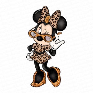 Plik PNG Myszki Minnie z lampartem, Różowy brokat Minnie, Sublimacja Minnie, Disney Minnie Png zdjęcie 2