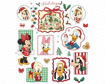 Retro Disney Santa Mouse And Friends Png, Mouse's Very Merry Christmas Party 2025 Png, Disneyland Vacation Family Matching Trip Png