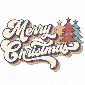 Vintage Merry Christmas PNG Sublimation Designs Downloads 70s Style Merry Christmas Download