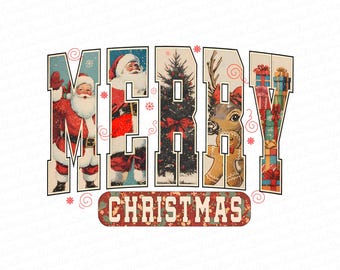 Retro Christmas PNG, Christmas Shirt PNG, Vintage Christmas PNG, Santa Claus png, Christmas Sublimation, Merry Christmas png, T-shirt design