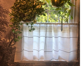 Cream Ivory Pure linen French bistro curtain