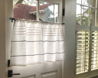 White linen French bistro curtain