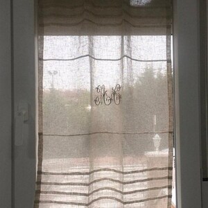 Sheer Natural Sidelight Monogram Door Curtain image 3