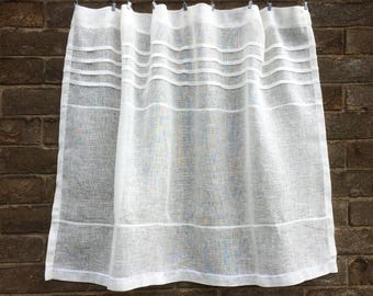 Sheer ivory linen kitchen cafe curtain