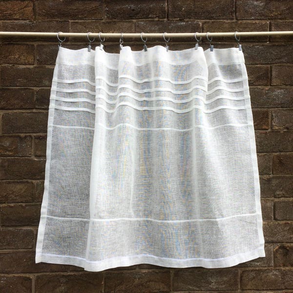 Sheer ivory linen kitchen cafe curtain