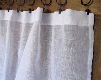 Sheer White Linen Panel, French Linen Window Curtain, Sheers, Light Tall Window Shade