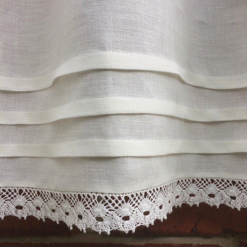 Cream Ivory Linen Lace Valance Curtain Custom Neutral Etsy