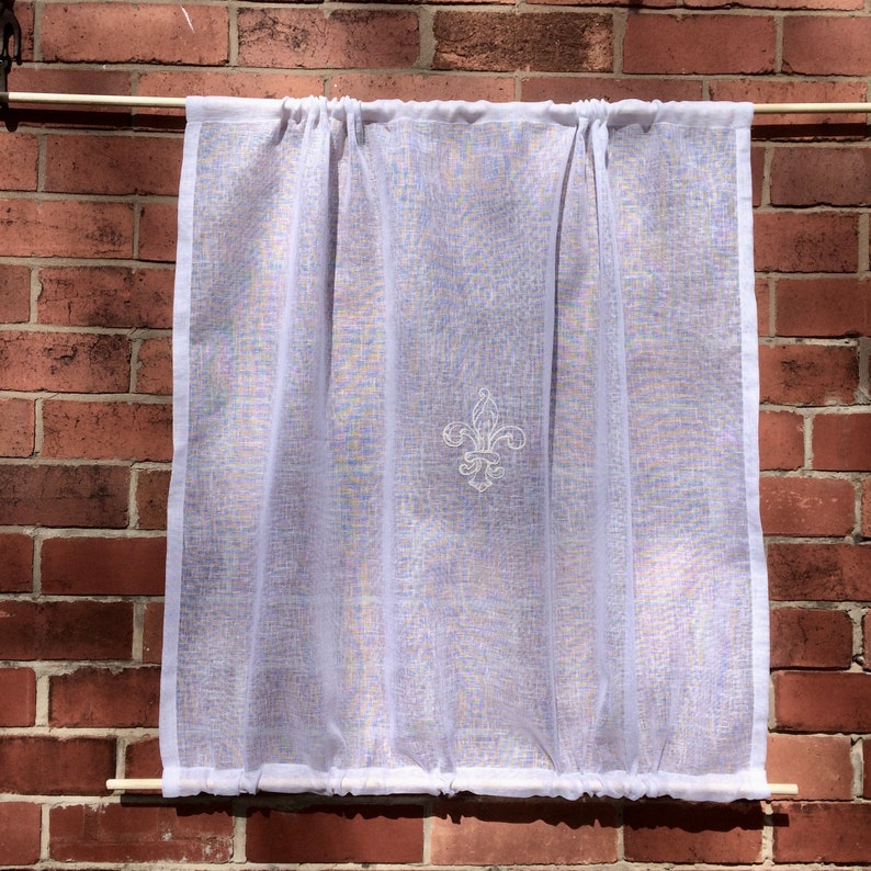 Sheer Door Panel White Linen Sash Window Curtain Rod Pockets Etsy UK