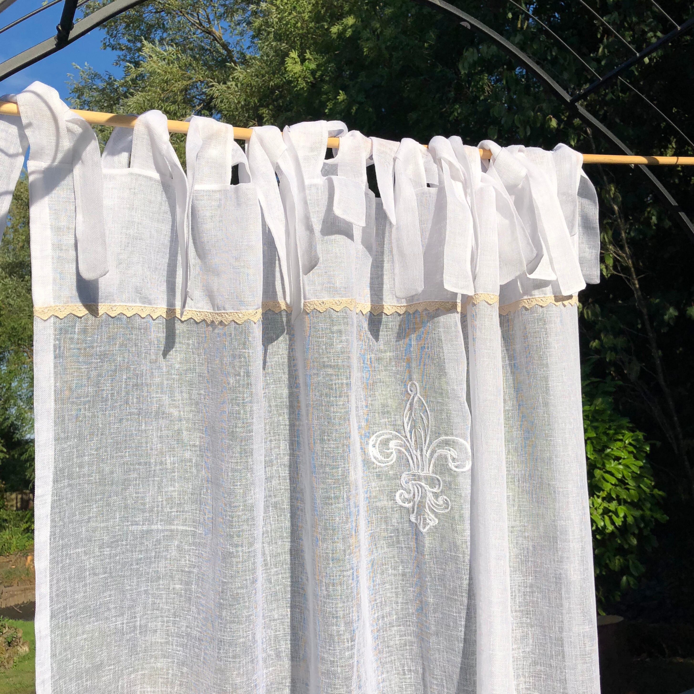 Français Panneau de Lin avec Monogramme, Français Shabby Chic, Fenêtre Brodé Personnalisé