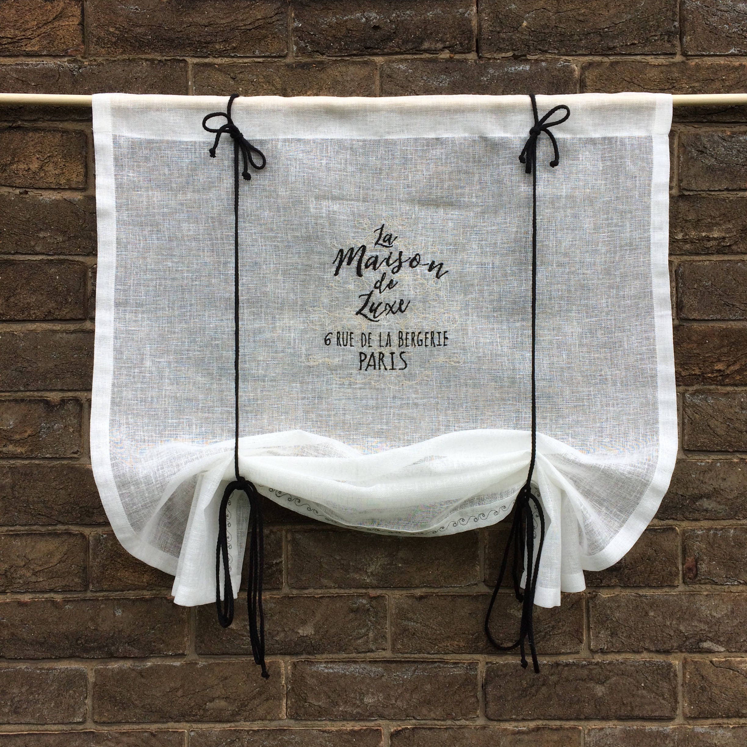 Rideau de Salle Bain Cuisine en Lin Transparent Ivoire, Français Maison Luxe, à La Campagne, Décorat