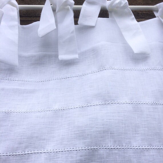 White Linen Hemstitch Tie Top Curtain Nursery Curtain Etsy UK