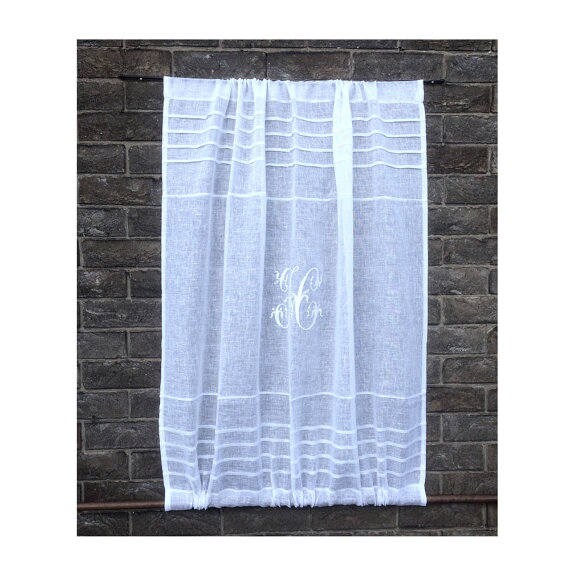 Sheer Linen Door Panel Kitchen Cabinet Curtain French White Etsy