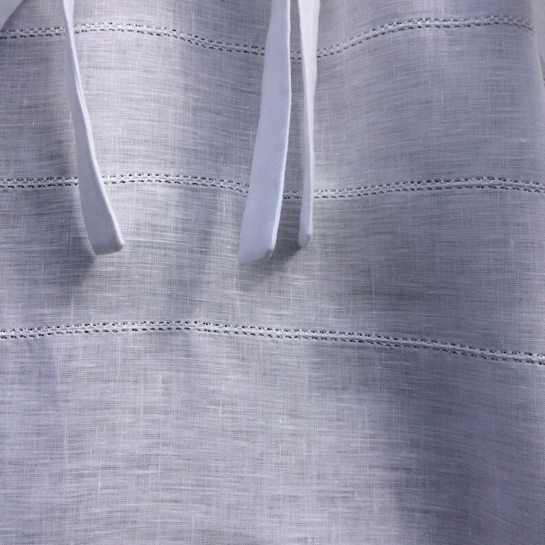 White Linen Hemstitch Tie Top Curtain Nursery Curtain Etsy