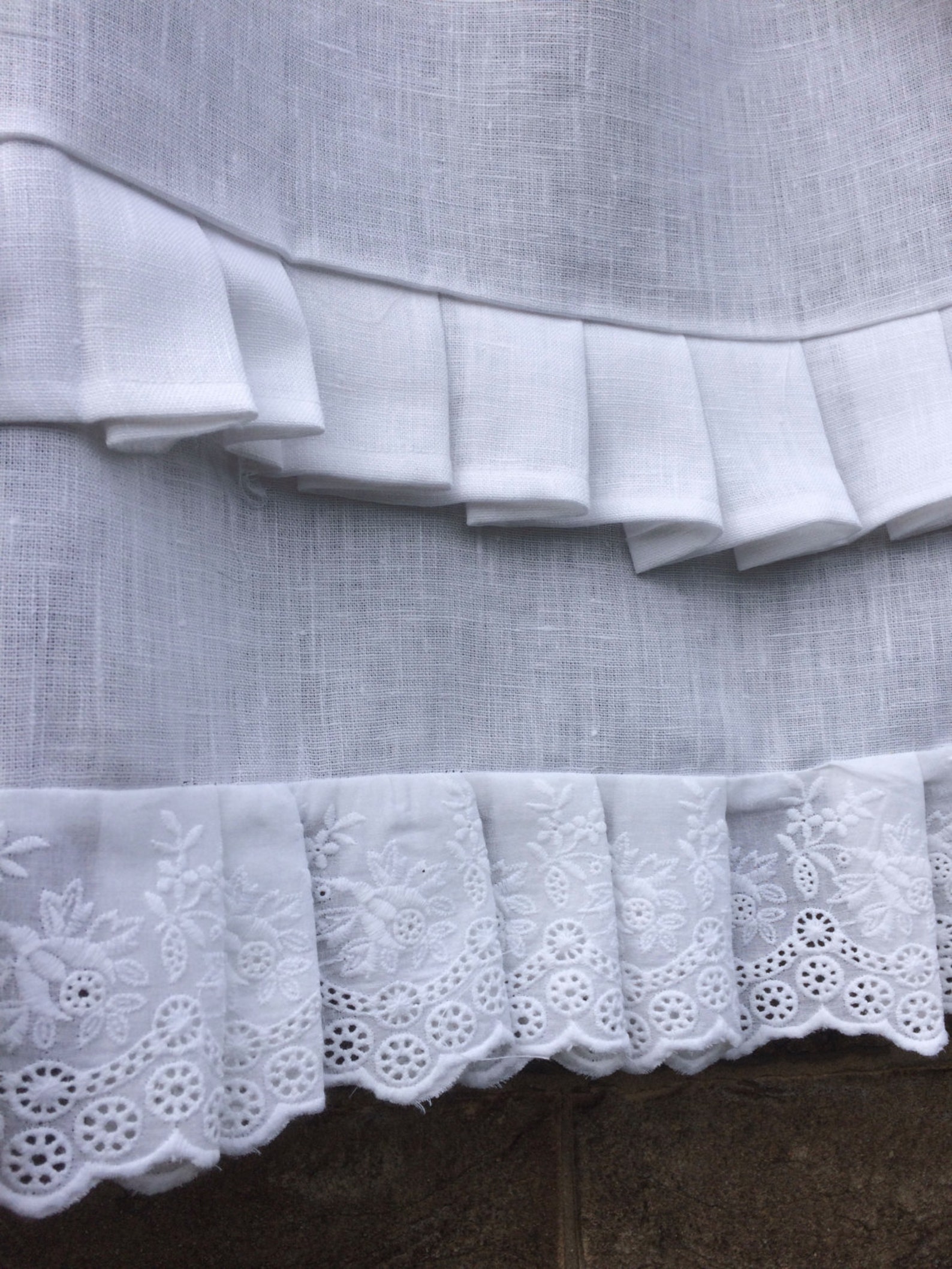 White Linen Valance Tie Top Window Topper Cameo Lady Etsy