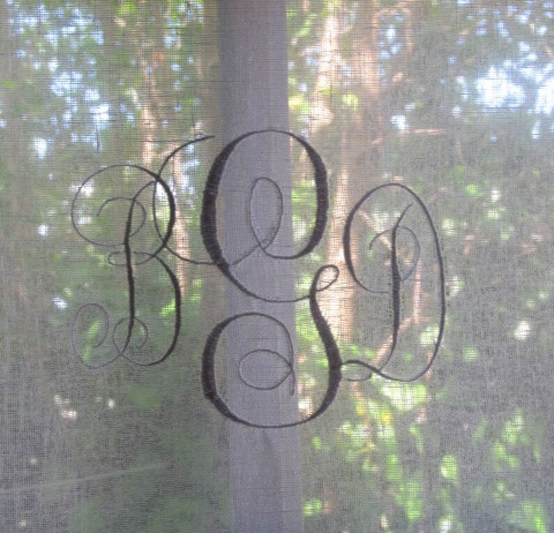 Embroidered Monogram White Tassel Kitchen Curtain Sidelight Panel French Decor Bathroom Curtain