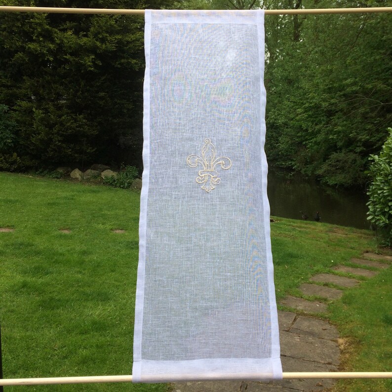 Sheer Door Panel White Linen Sash Window Curtain Rod Pockets Etsy UK