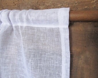 Sheer Bedroom Curtain, white Ivory Natural Linen Curtain, Sheer Linen Bedroom Curtain, Tall Single Pocket, New Home Decor