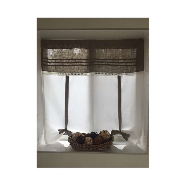 French Natural Linen Tie up Curtain White Shade 40 Etsy