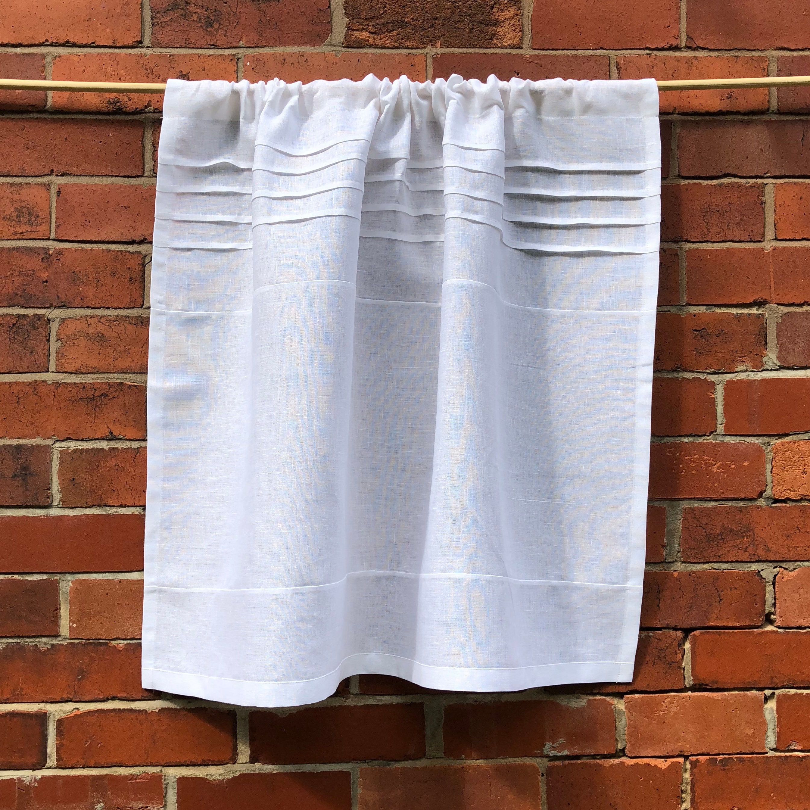 White Cafe Panel 100 Linen Curtain Paris Kitchen Half Etsy