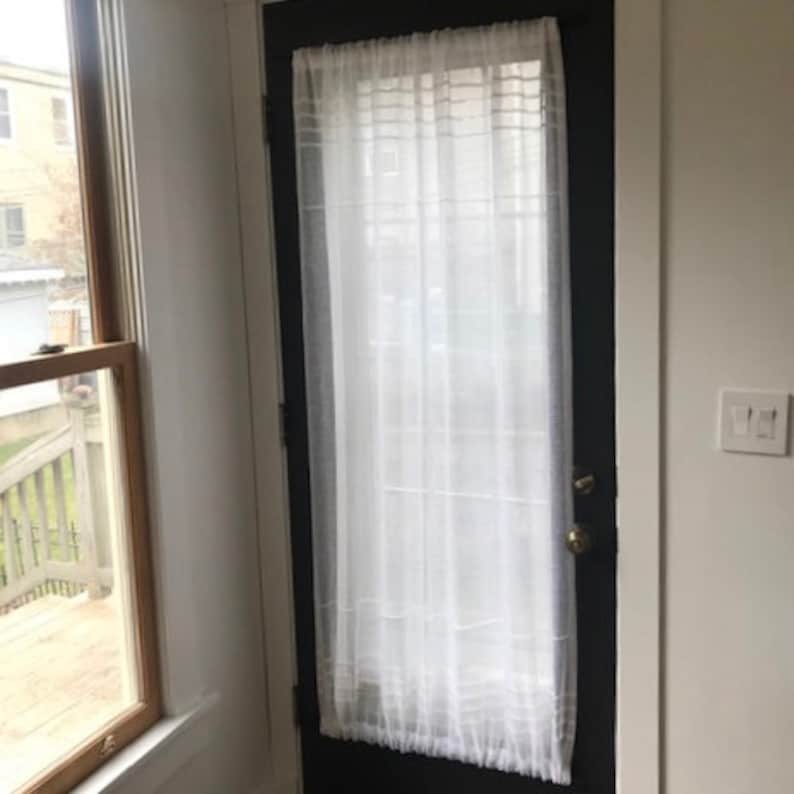 Sheer Linen Door Panel Kitchen Curtain French White Etsy