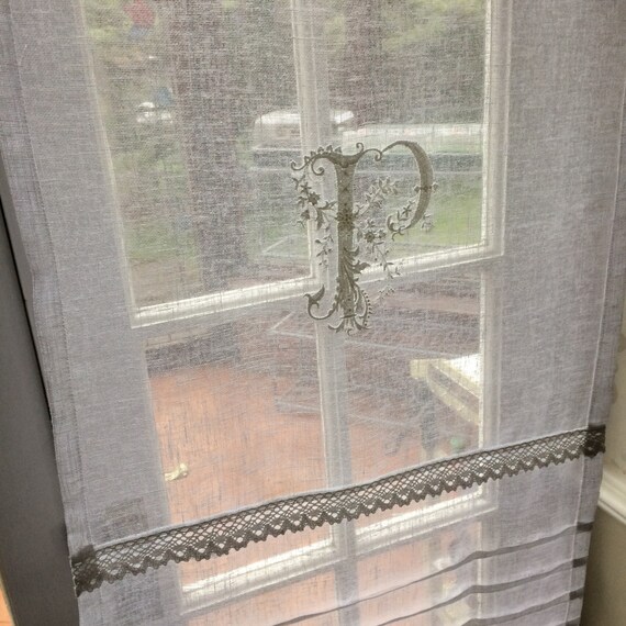 Door Panel White Sheer Linen Lace Curtain Rod Pockets Top Etsy