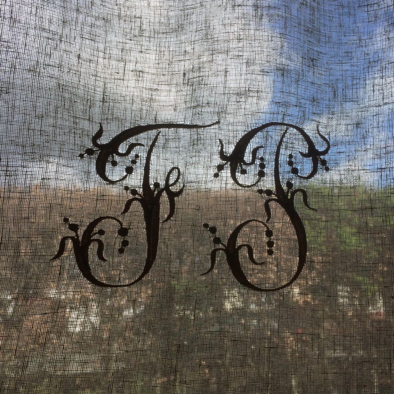 Sheer Natural Sidelight Monogram Door Curtain image 6